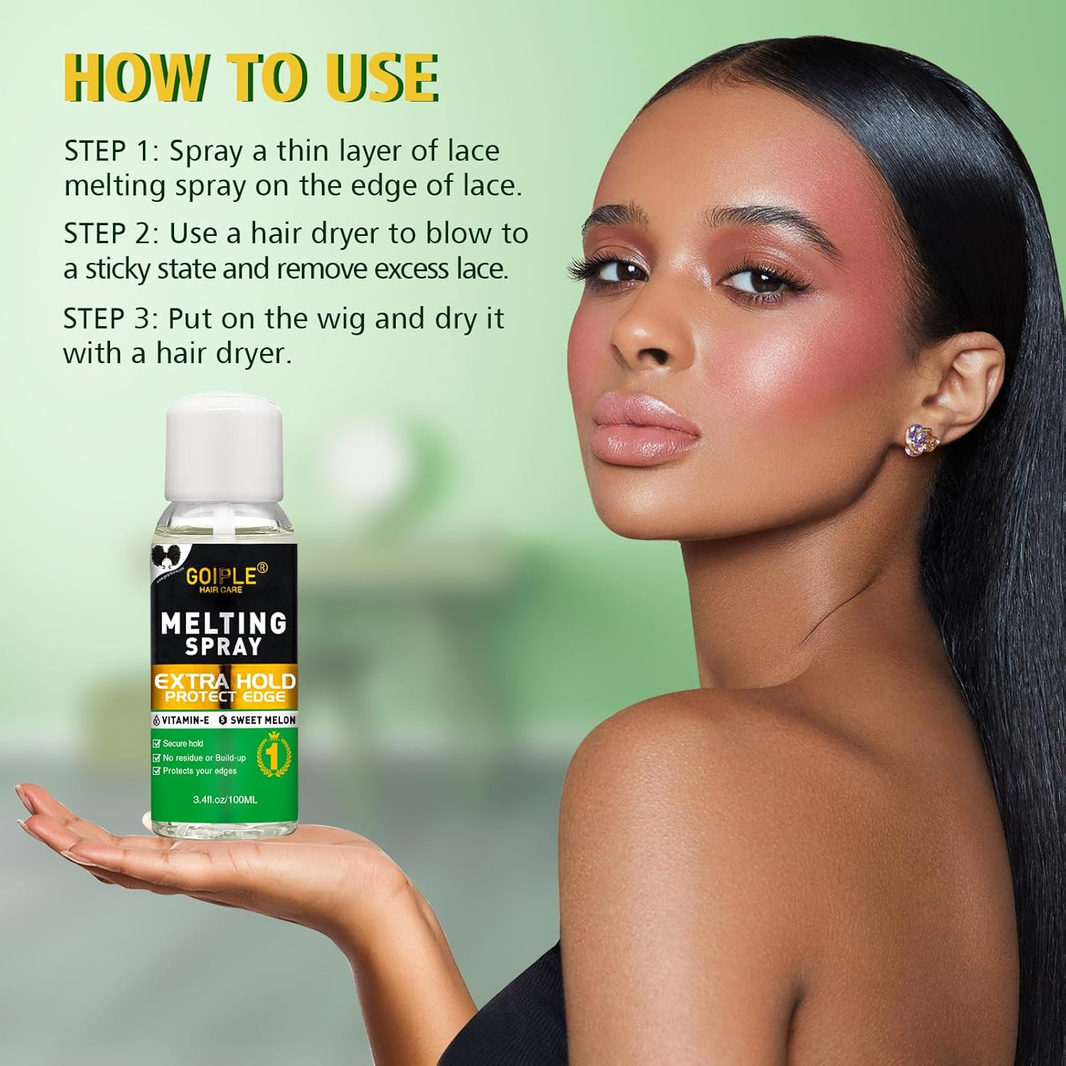 3.4 Fl Oz Lace Melting and Holding Spray Glue-Less Hair Adhesive for Wigs, Extra