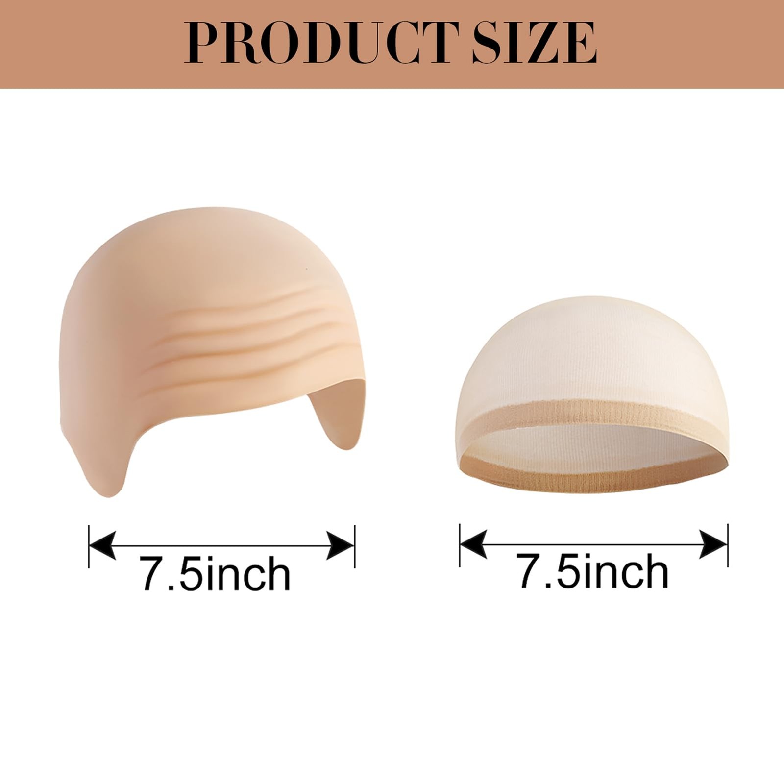 Nuolich 2 PCS Bald Caps Halloween Latex Head Wig Cap Makeup 2 PCS, Beige