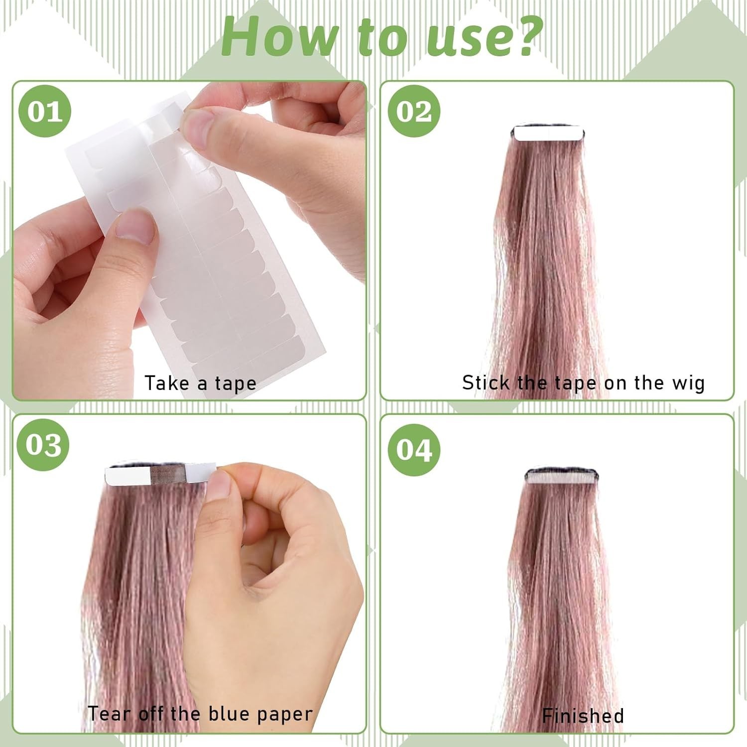 High-Quality 120PCS White Hair Extension Tape – No Residue & Strong Stickiness