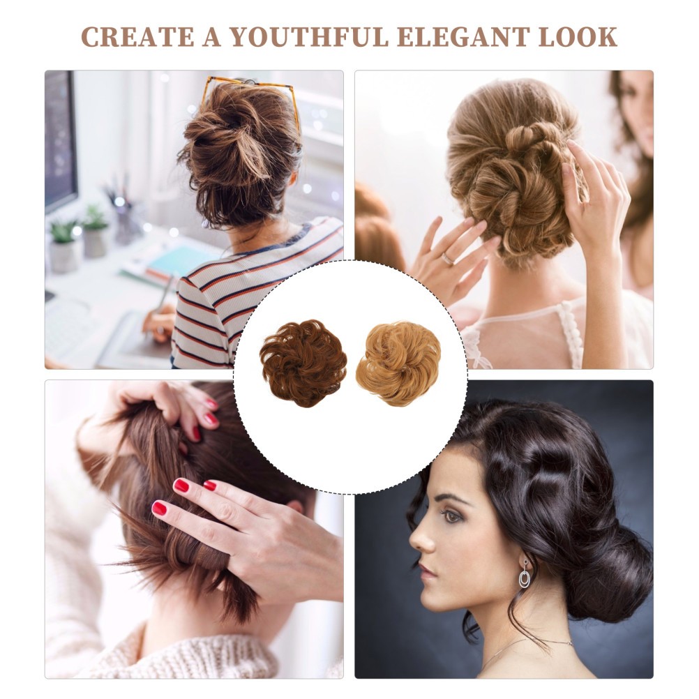 2 Pcs Hair Bun Ropes Curly Hair Simulation Human Hair Piece for Hair Styling