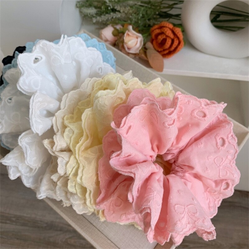 Multi Layer Hair Scrunchy Oversized Lace Hairpieces Elegant Ruffle Headdress
