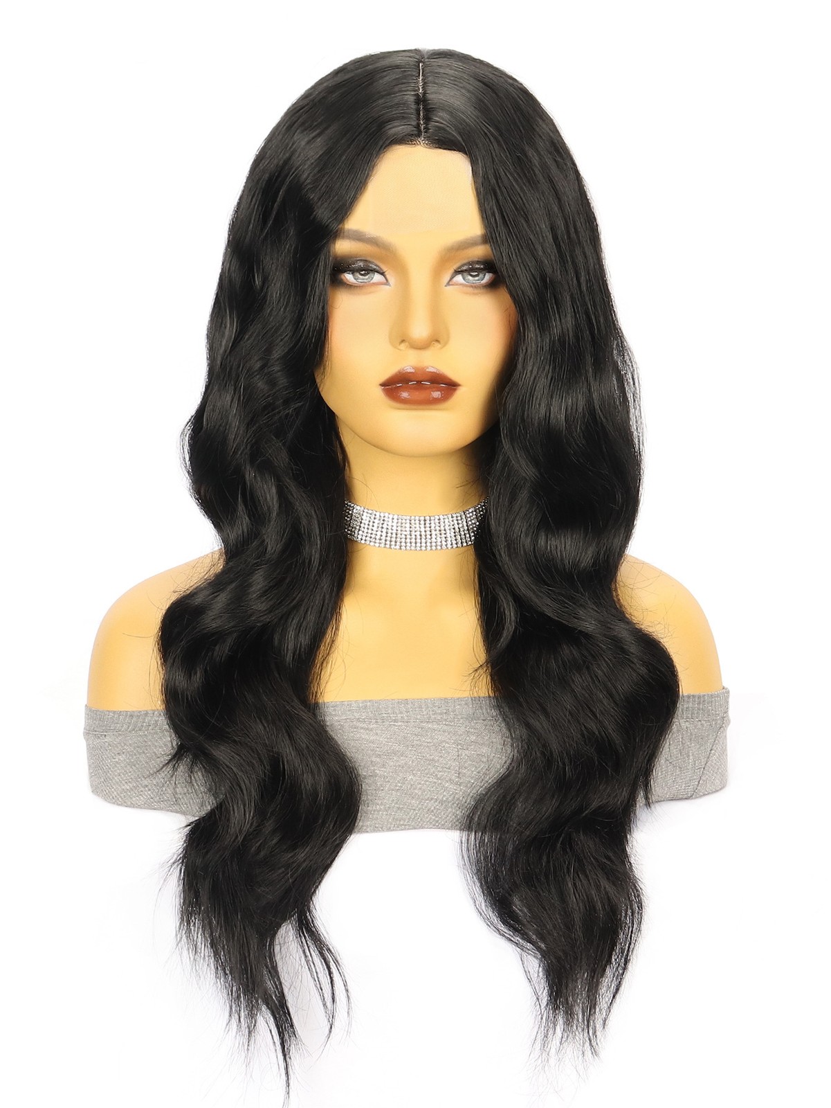 Brown Long Straight Body Wave Lace Front Wig Synthetic Full Head Wig For Women