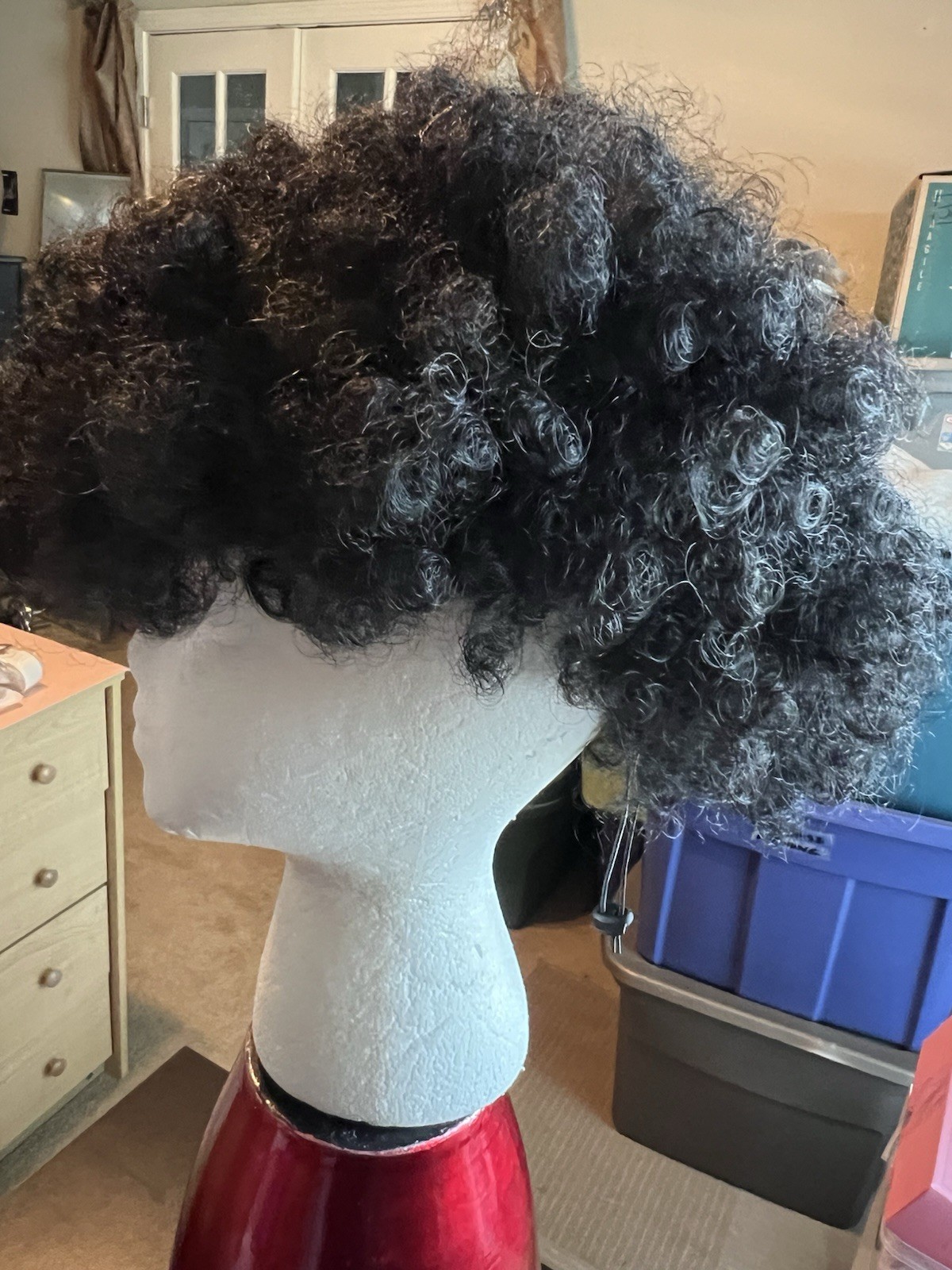 Afro Curly Hair Black Wig Adjustable 4 Combs Never Worn