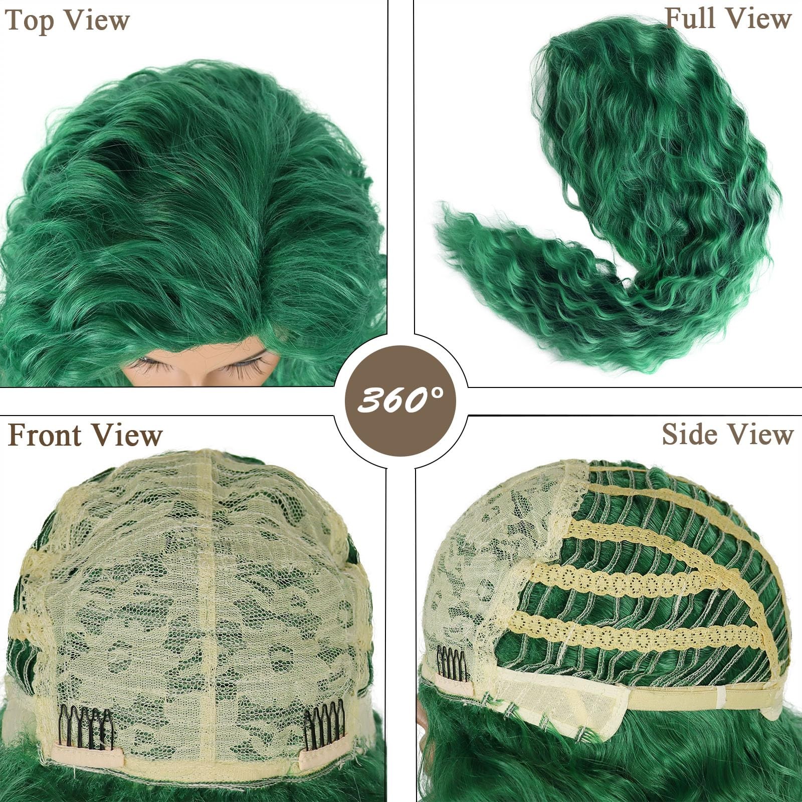 28 inch Long Curly Wigs for Women Green Wig Cosplay Thick Hairline St. Patric…