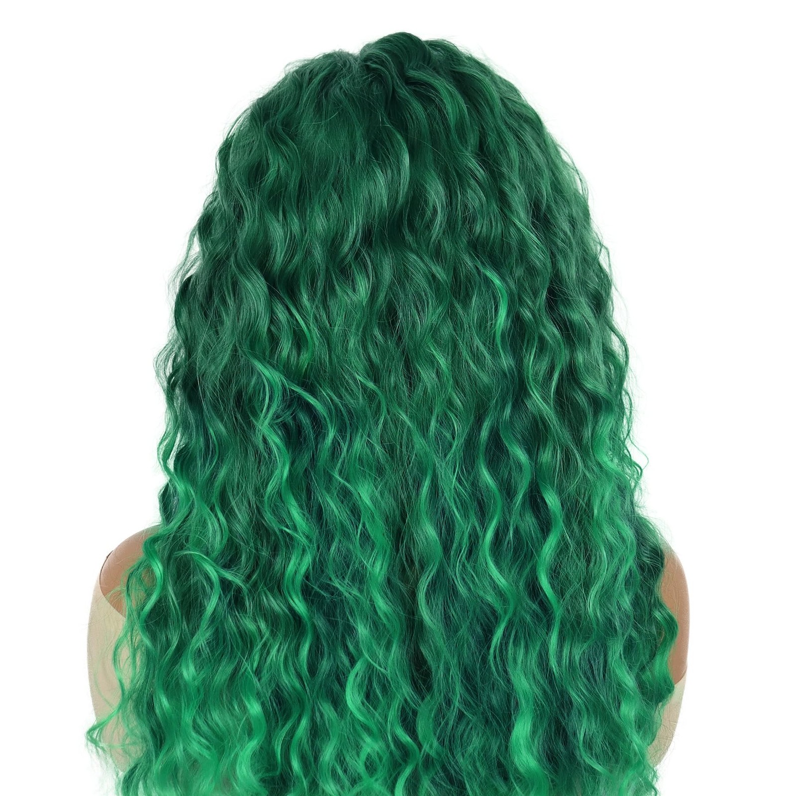 28 inch Long Curly Wigs for Women Green Wig Cosplay Thick Hairline St. Patric…