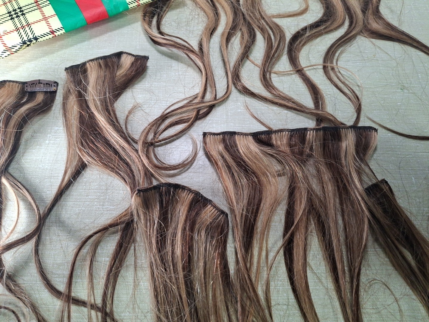 8 HUMAN HAIR MIXED BROWN BLONDE HIGHLIGHT CLIP IN HAIR EXTENSIONS