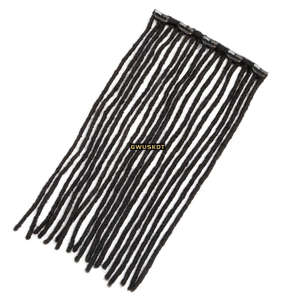 Dreadlocks 0.2 0.4 0.6 0.8cm black Real Human Hair Clip in Dreadlocks Extensions