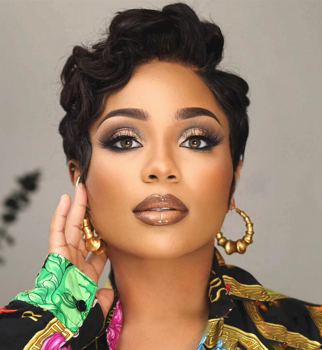 Short Pixie Cut Wig Black Finger Wave Human Hair Lace Front Wigs L Part Glueless