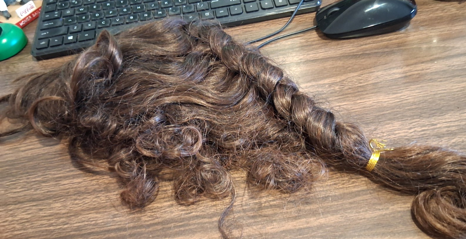 PRIVATE MODACRYLIC BROWN HAIR WIG “CUTE” BRAIDED PONYTAIL, JAPANESE ORIGIN