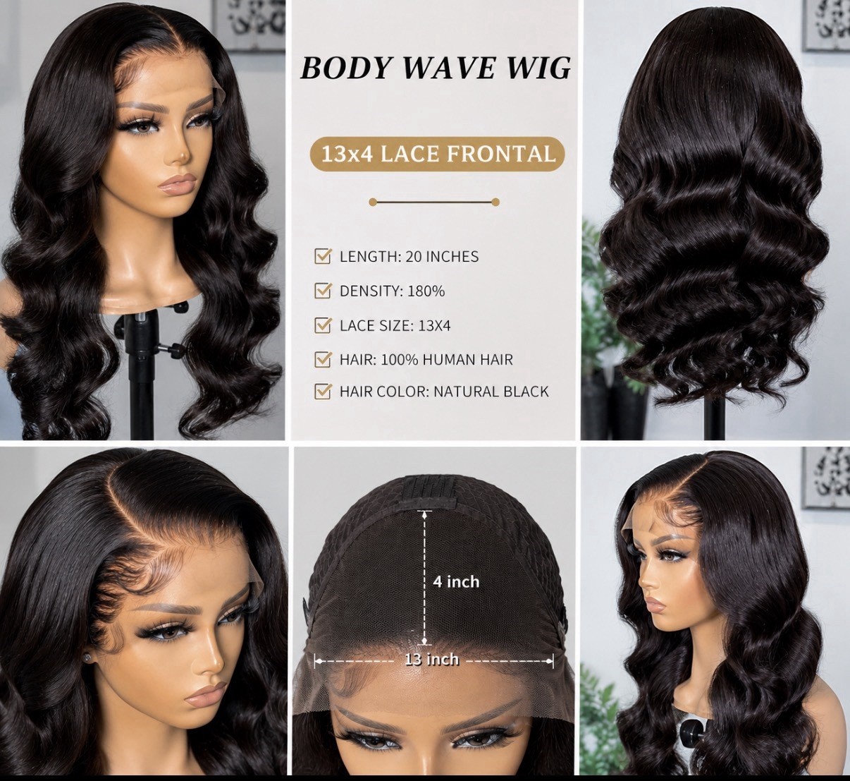 13/4 Body Wave 180 Density 20 Inches