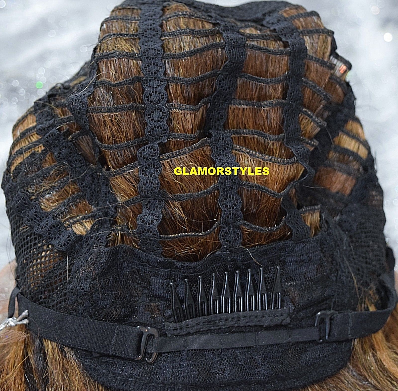 FREE PART LACE FRONT FULL WIG LONG WAVY LAYERED OMBRE BROWN AUBURN MIX HEAT OK