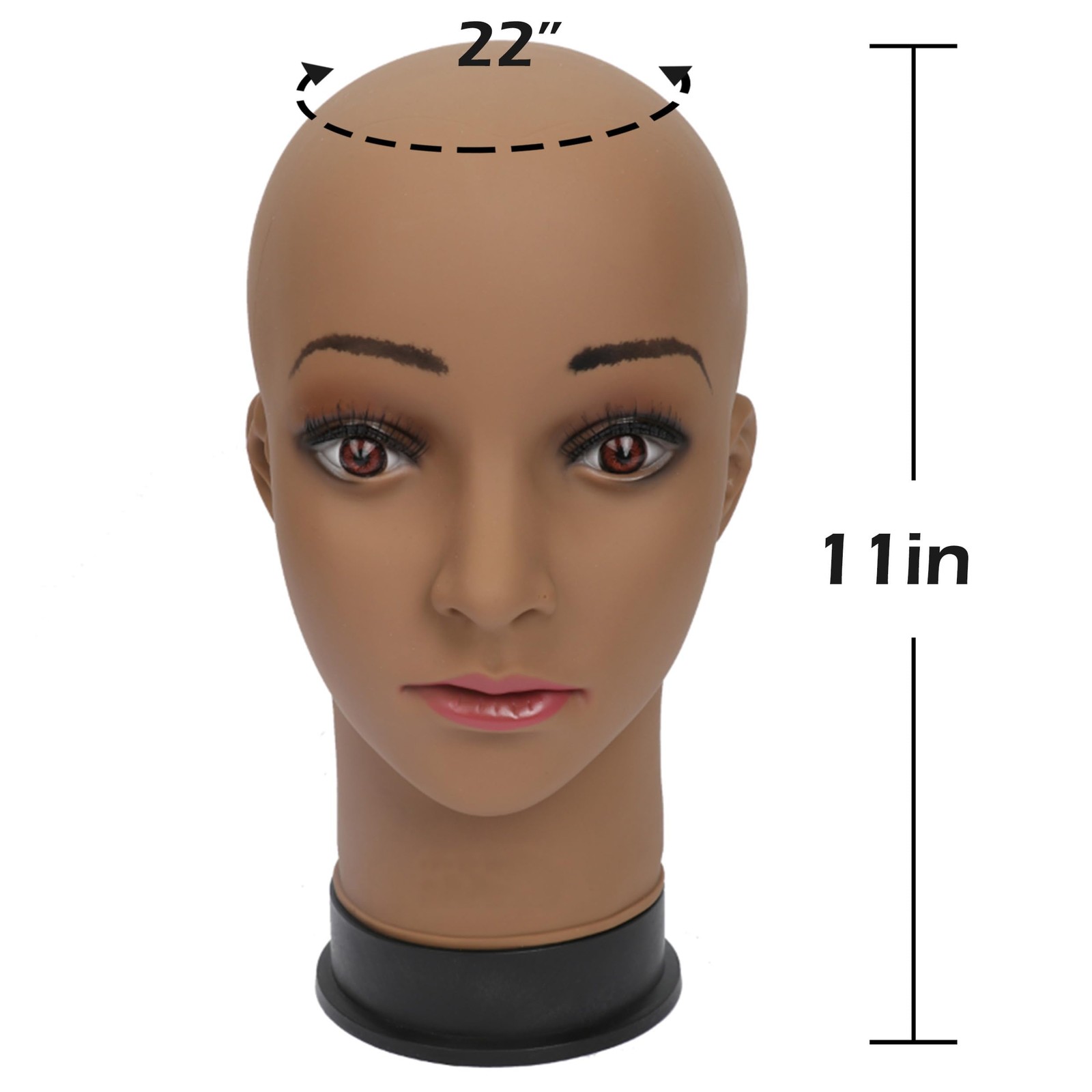 BHD BEAUTY Bald Mannequin Head Brown Female 22 inch (Pack of 1),