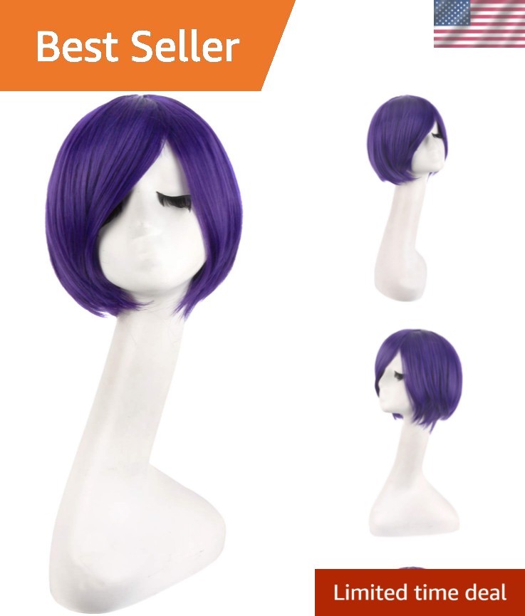 Modern 12 Inch Dark Purple Wig for Cosplay & Everyday Style – Adjustable Cap