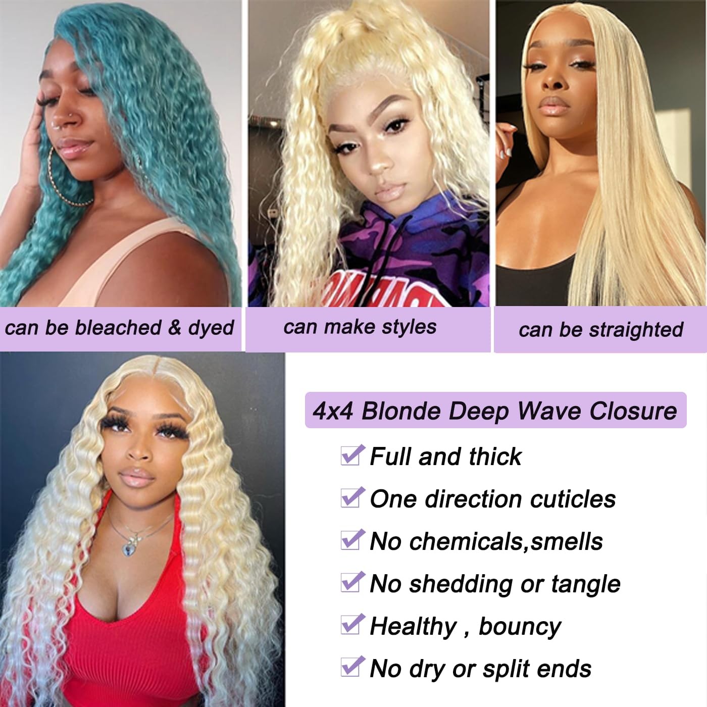 Kafeier Blonde 613 Closure Deep Wave Part Blonde Closure Human Hair Indian Remy