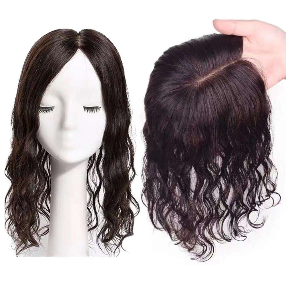 Silk Base Topper Virgin European Human Hair Toupee Hair Piece Natural Wave Women