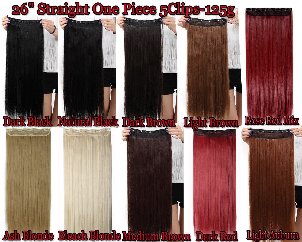 100% Thick One Piece Real Clip in False Hair Extension 3/4 Full Head US Stock