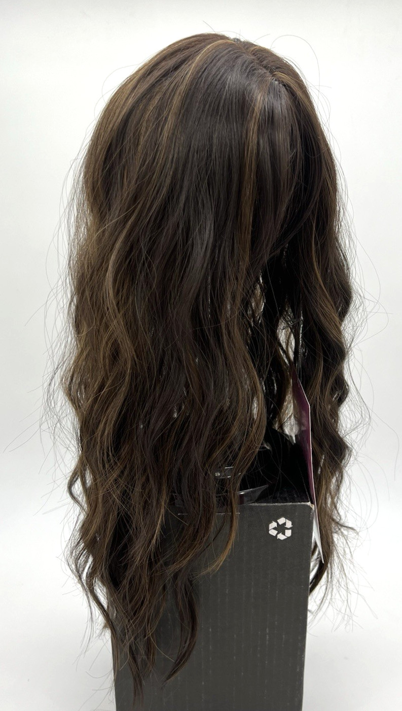 Brown w/ Highlights Long Wavy 20in Women Premium Hair Topper