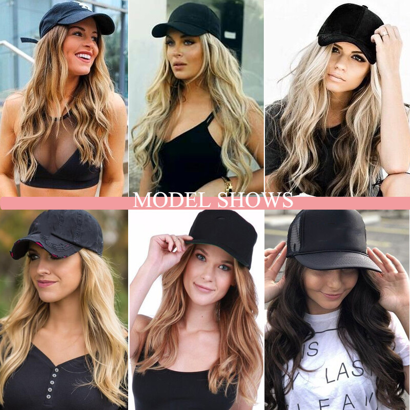 11″Hat wigs Cap Long BLonde Brown Straight Wig Connect Winter Knitted Beanie Hat