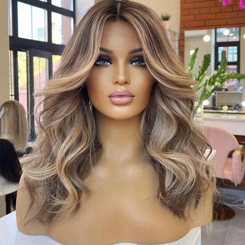 Balayage Ash Dirty Blonde Remy Human Hair 13×4 Lace Front Wig Brazilian Hair 16″