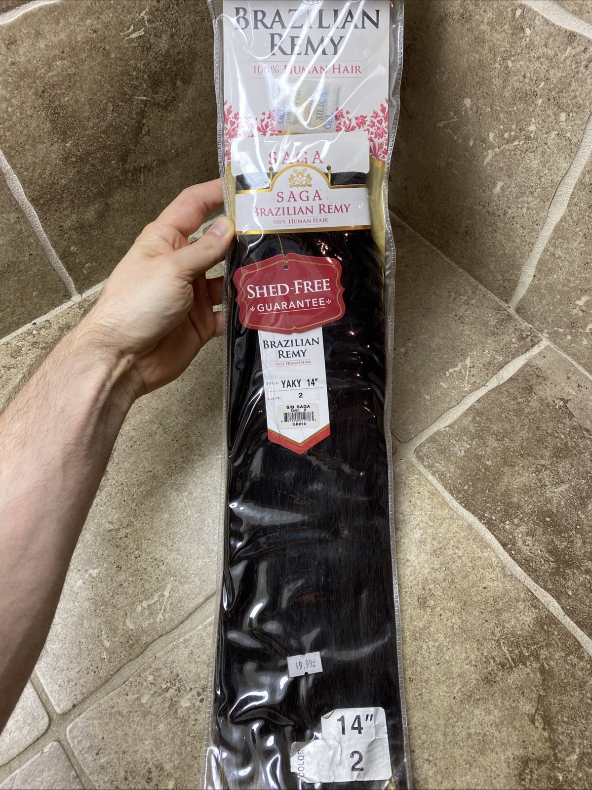 Saga Brazilian Remy Yaki 14” Color 2 Dark Brown 100% Human Hair for Weaving