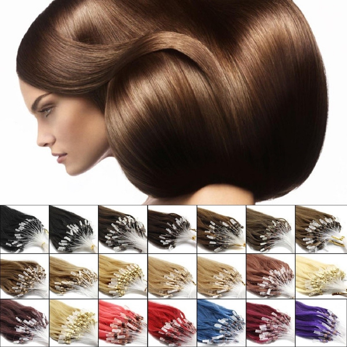 Micro Bead Hair Extensions Easy Loop Micro Links Human Hair Real Remy Straight