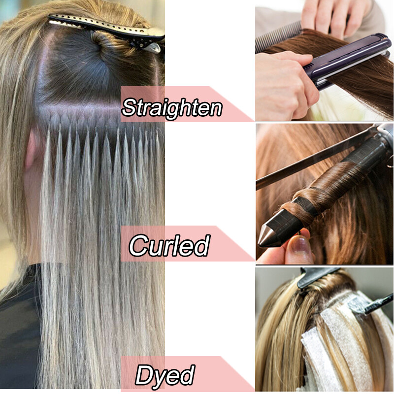 100% Fusion Remy Human Hair Extensions Pre Bonded Nail U Tip Keratin CURL DIY 15
