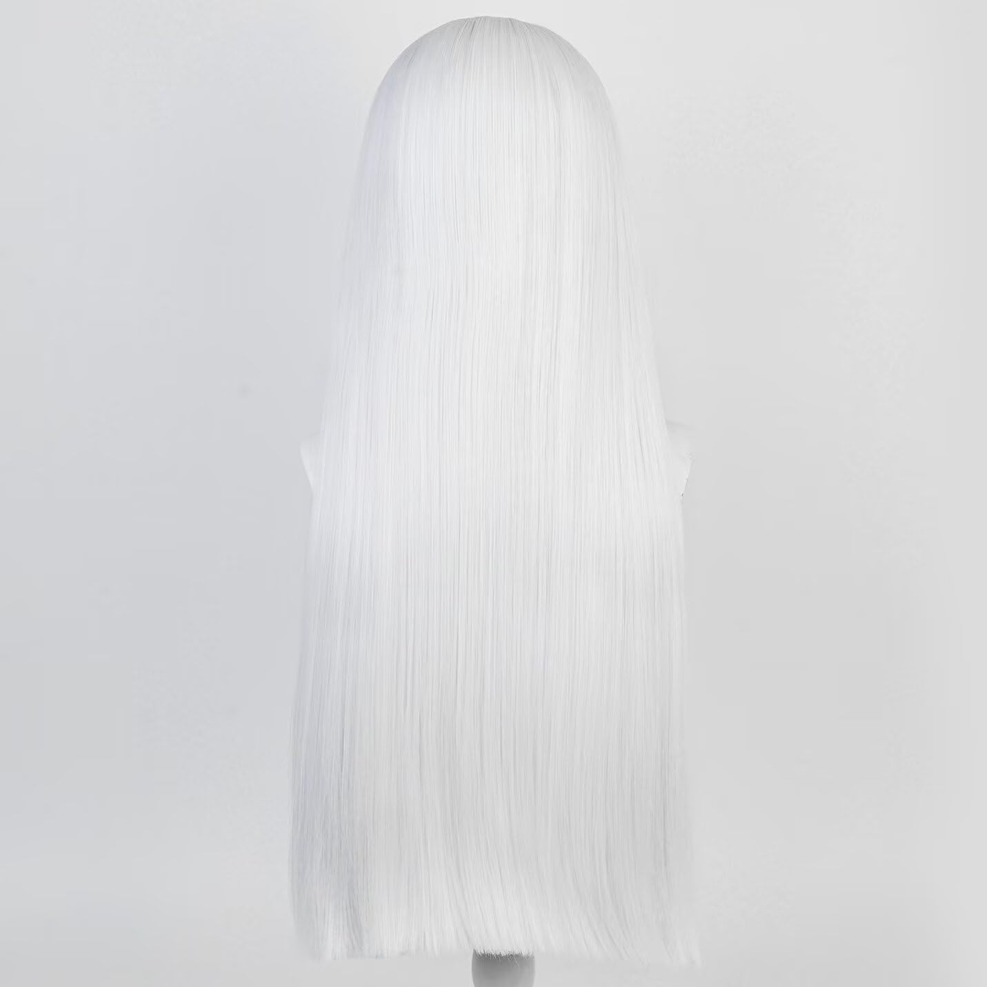White 80cm 32 Inches Long Straight Women’s Cosplay Wig Middle Parted with Fla…