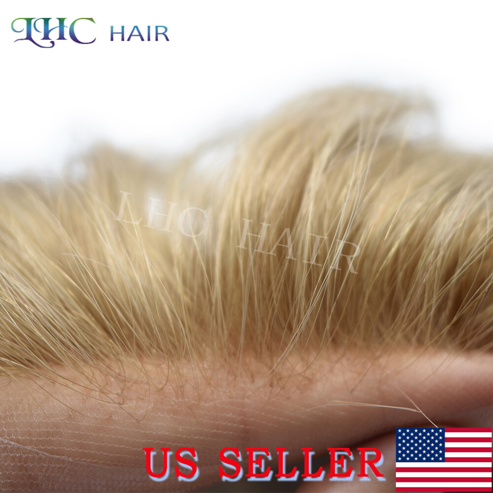 Swiss Lace Front Mens Toupee Human Hair Replacement System Lace&PU Hairpiece Wig