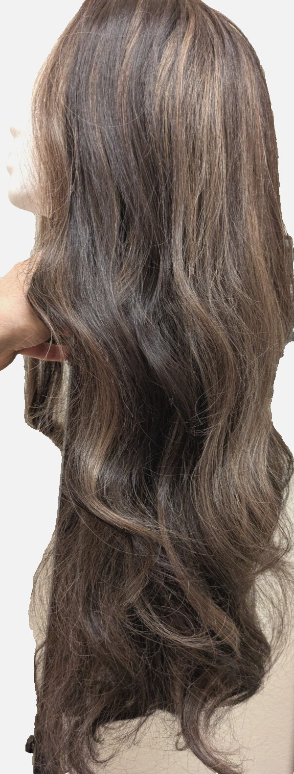 Long Mixed Brown Wavy Wig for Women Lace Front Cap Natural Looking 26″