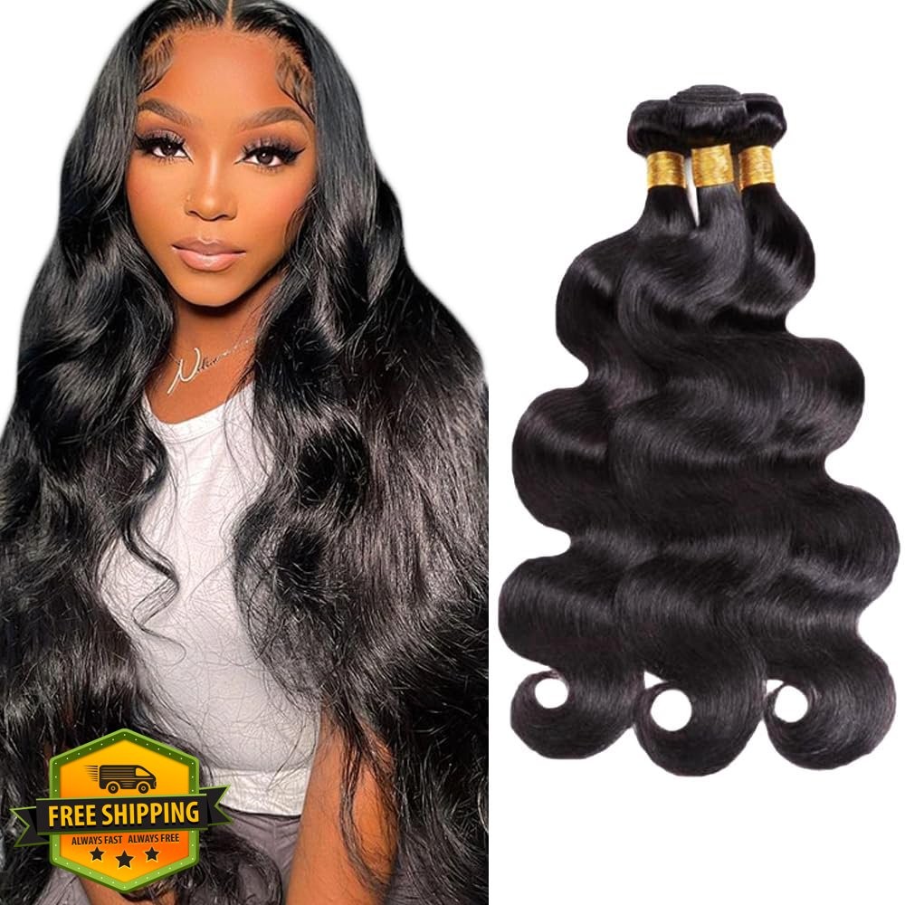 NerriHou #1B Natural Black 20 22 24 Inch Body Wave Bundles