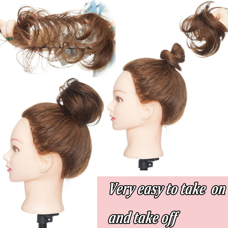 Pony Messy Bun Scrunchie Updo Chignon Remy Human Hair Piece Free Pressure Tail a