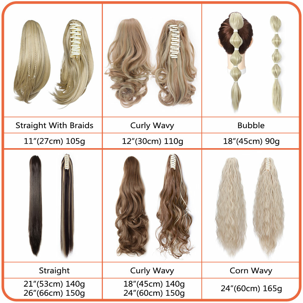 US Long Thick Jaw Claw On Ponytail Clip In Pony Tail Hair Extensions Wavy 12-26″