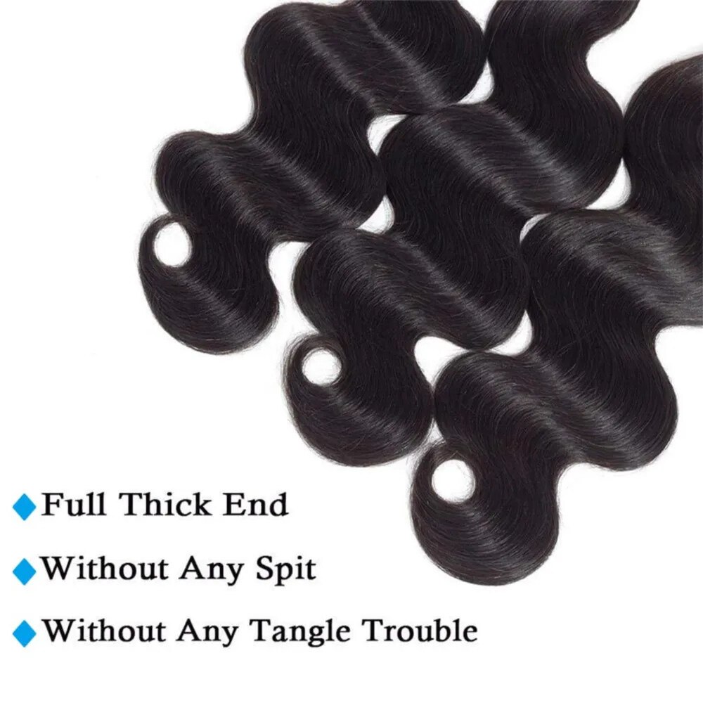 1B Natural Black Body Wave Human Hair Extensions Brazilian 100% Unprocessed Remy