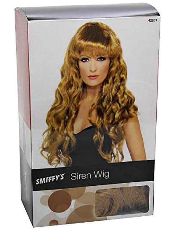 NEW Smiffy’s Women’s Siren Long Curly Wig with Fringe, Brown