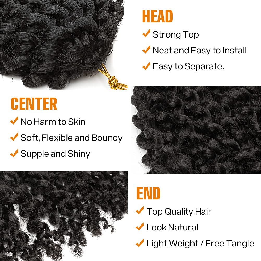 Passion Twist Hair Water Wave Crochet Braids for Black Women 6 Packs 8 Inch S…