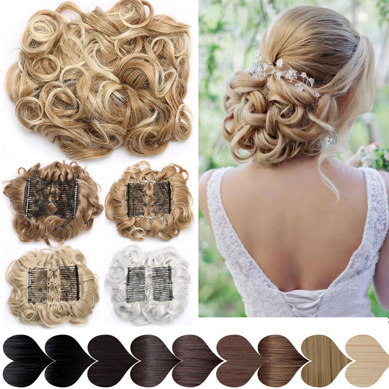 New Women Comb Clip In Curly Hair Piece Chignon Hair Extension Hair Bun Updo HOT