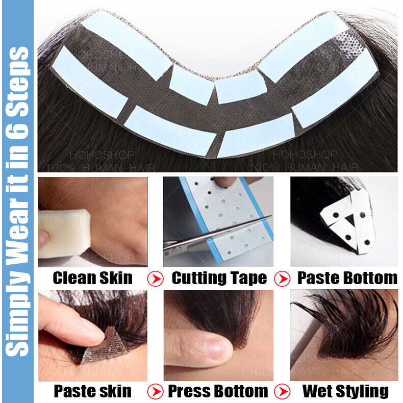 Men Short Buzz Cut Hair PU Thin Skin Toupee Human Hair Scalp Replacement