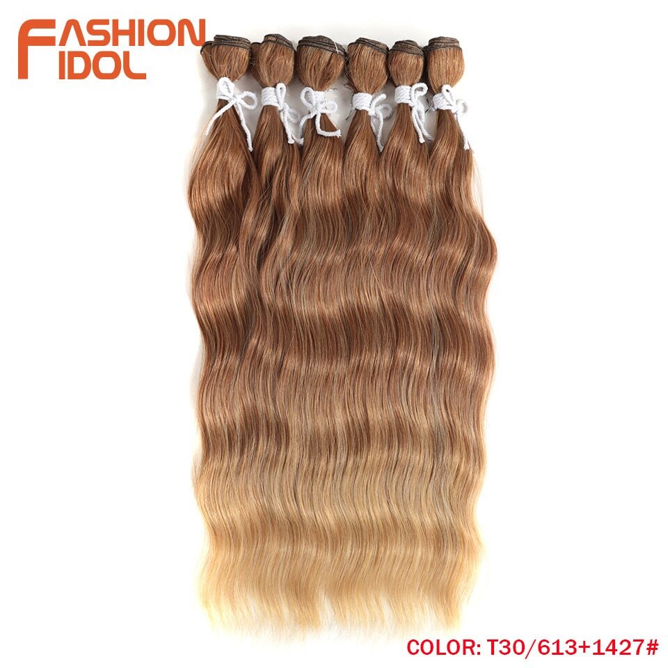 Water Wave Hair Bundles Synthetic Hair Extensions Ombre Blonde 6Pcs/Pack 20 inch
