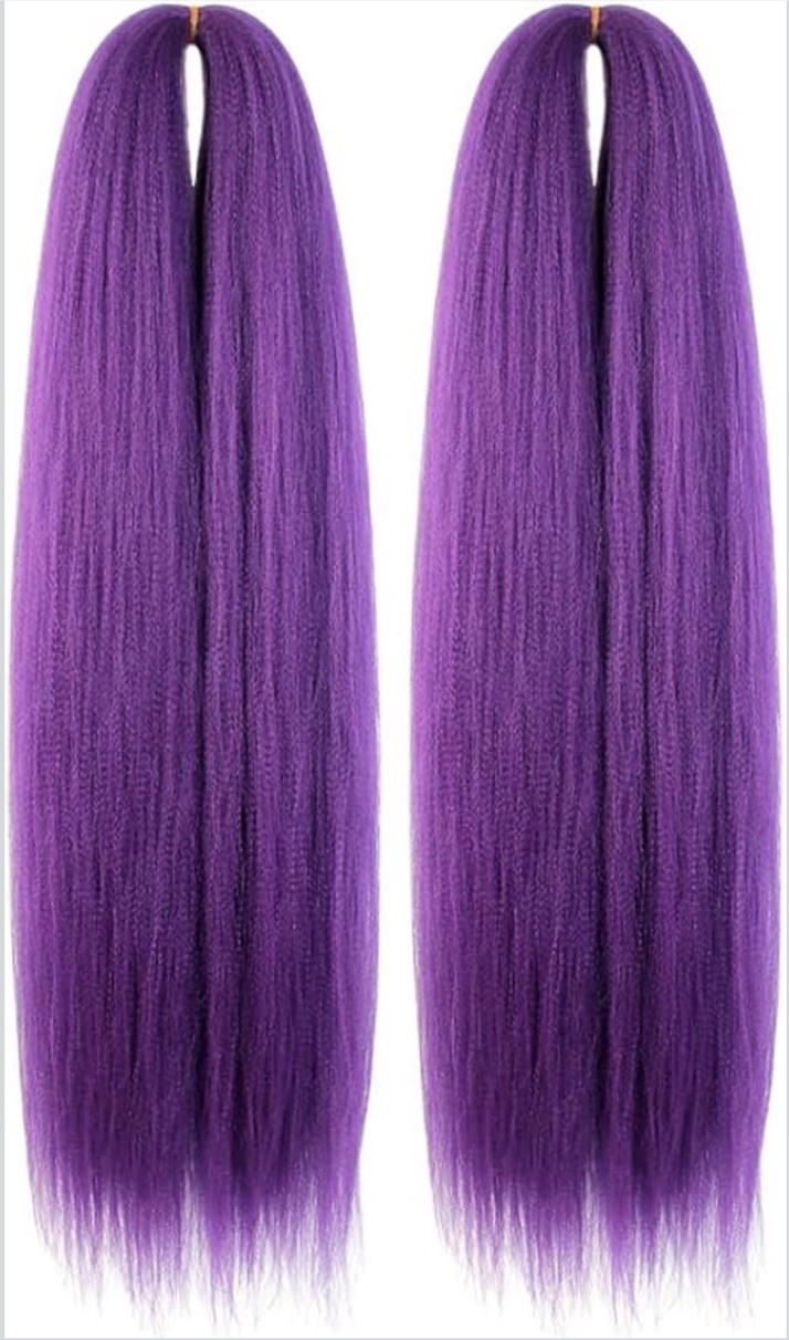 NEW 4 PACK 24” Pre Stretched Braiding Hair Extensions DARK PURPLE (90g/Pack)