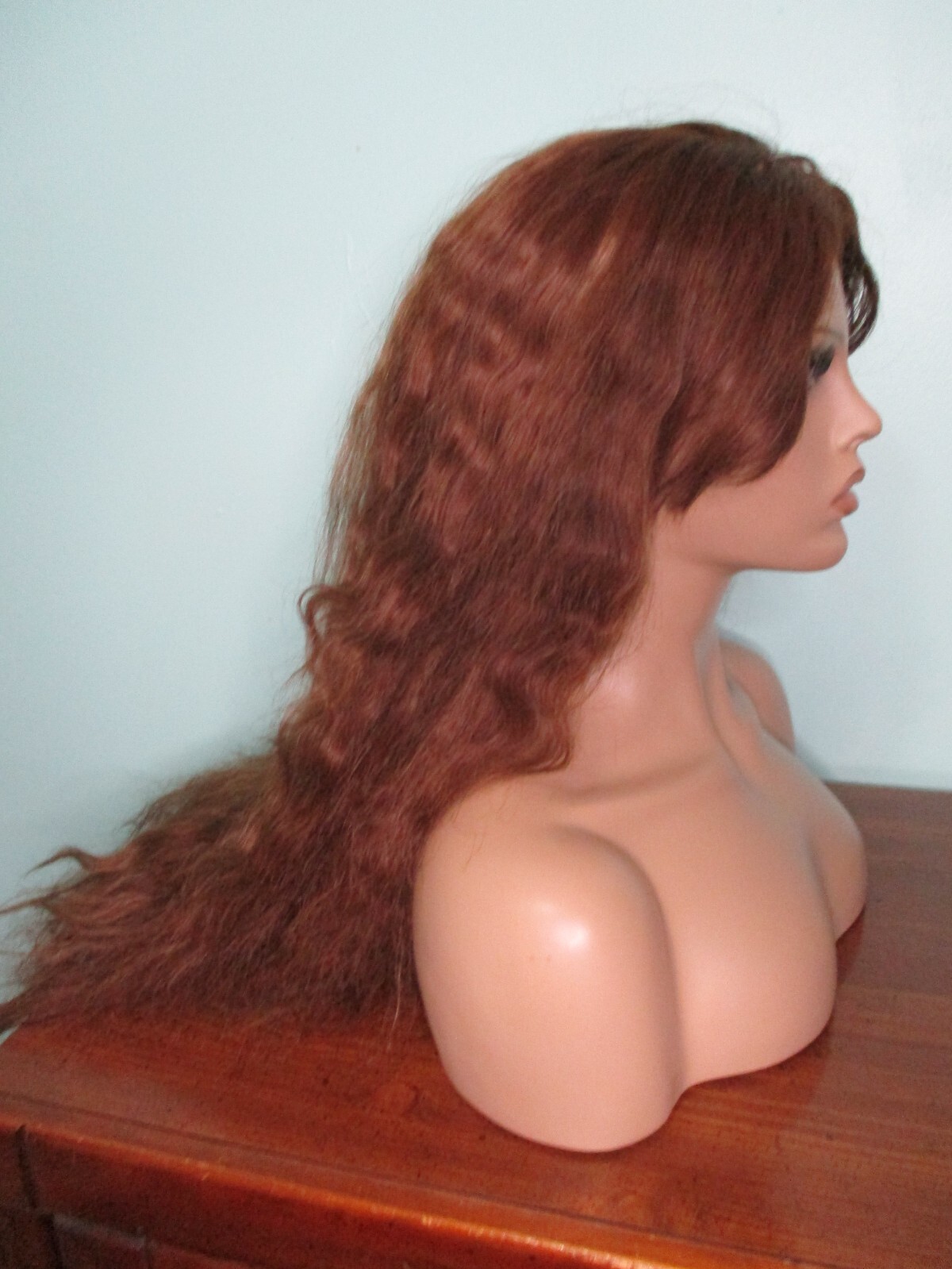 28″ medium brown long wavy thick WIG with combs – BIG WIG – big hair