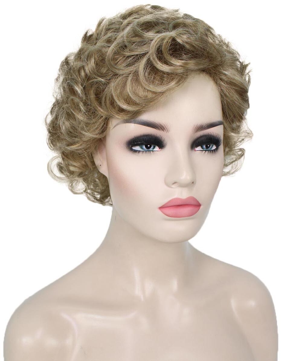 Monroe – Curly Kanekalon Synthetic Fiber Full Wig, 4 – 4.5 in, Ash Blonde