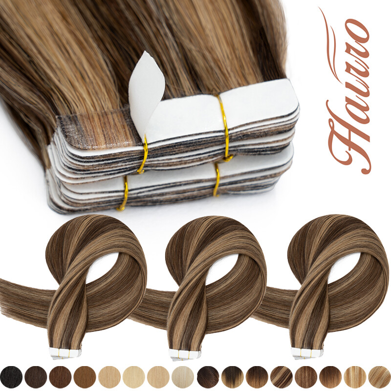 Thick Strong Glue Tape In 100% Real Human Hair Extensions Skin Wefts BALAYAGE US