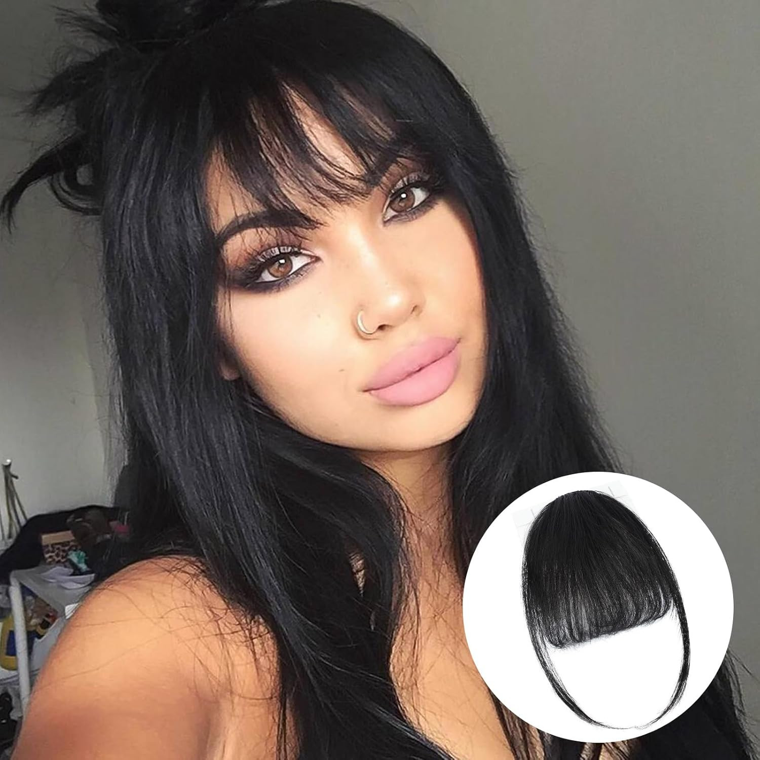 Clip in Bangs Real Human Hair Bangs Hair Clip with Temples Hairpieces for Women