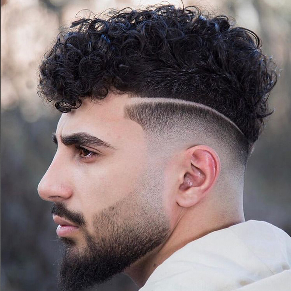 Indian Remy Human Hair 20mm Curl Toupee Skin Base 10×8 inch Hairpieces Men Wig