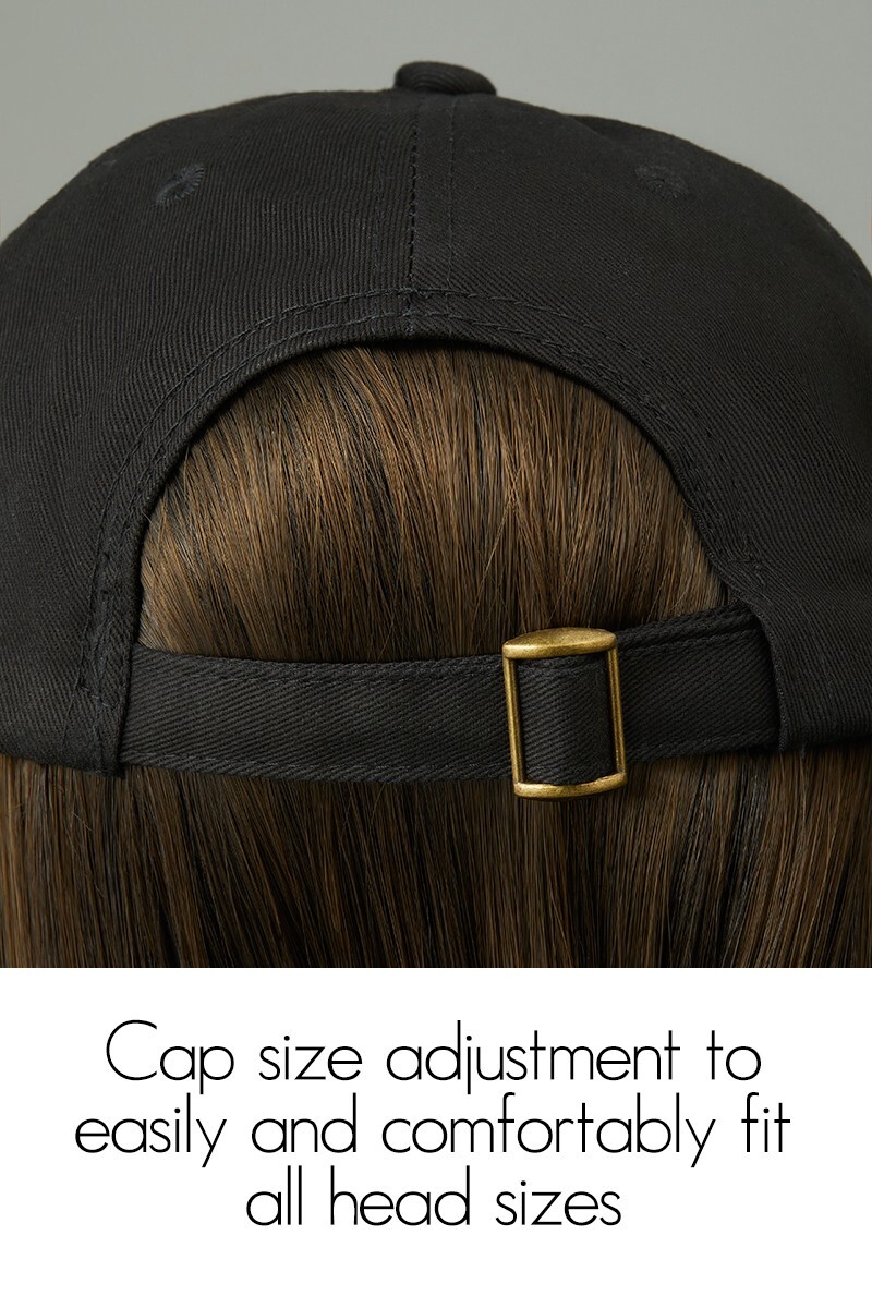 WAVY HAT WITH HAIR by HENRY MARGU, Black Baseball Cap *ALL HAIR COLORS*, New