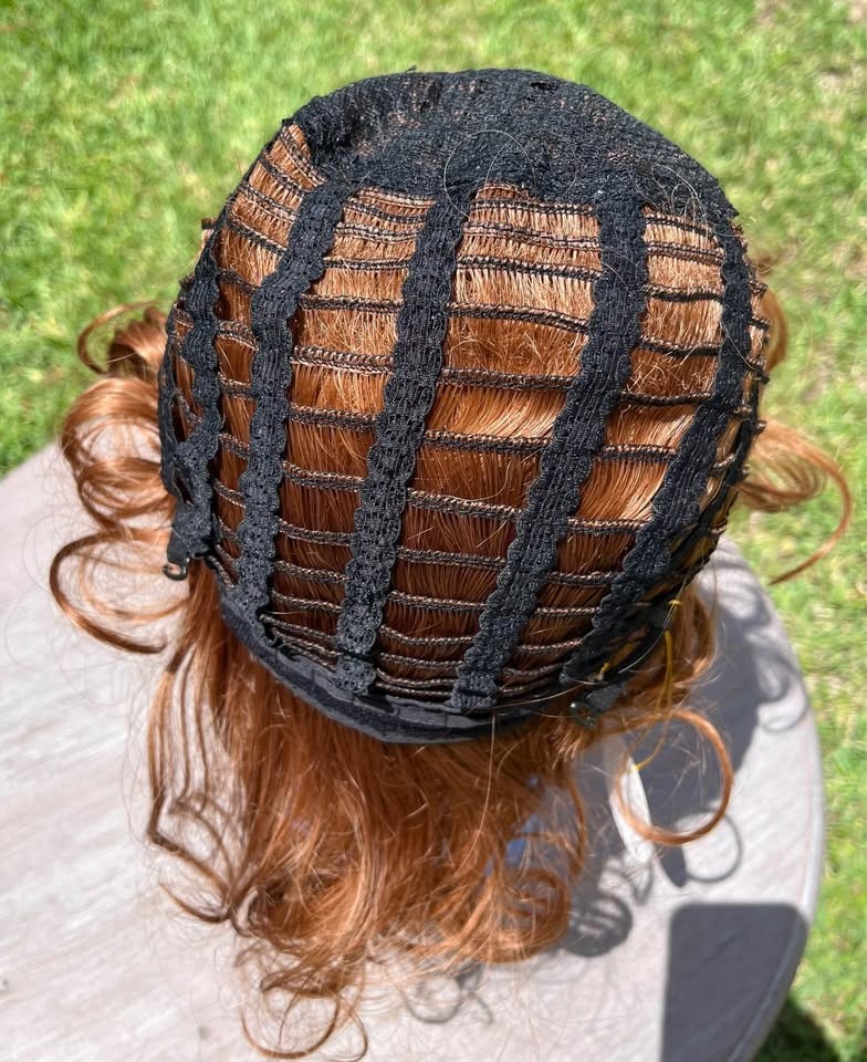 MAISI. 12″ Short Curly Red Head Wig. Synthetic. Average Size.