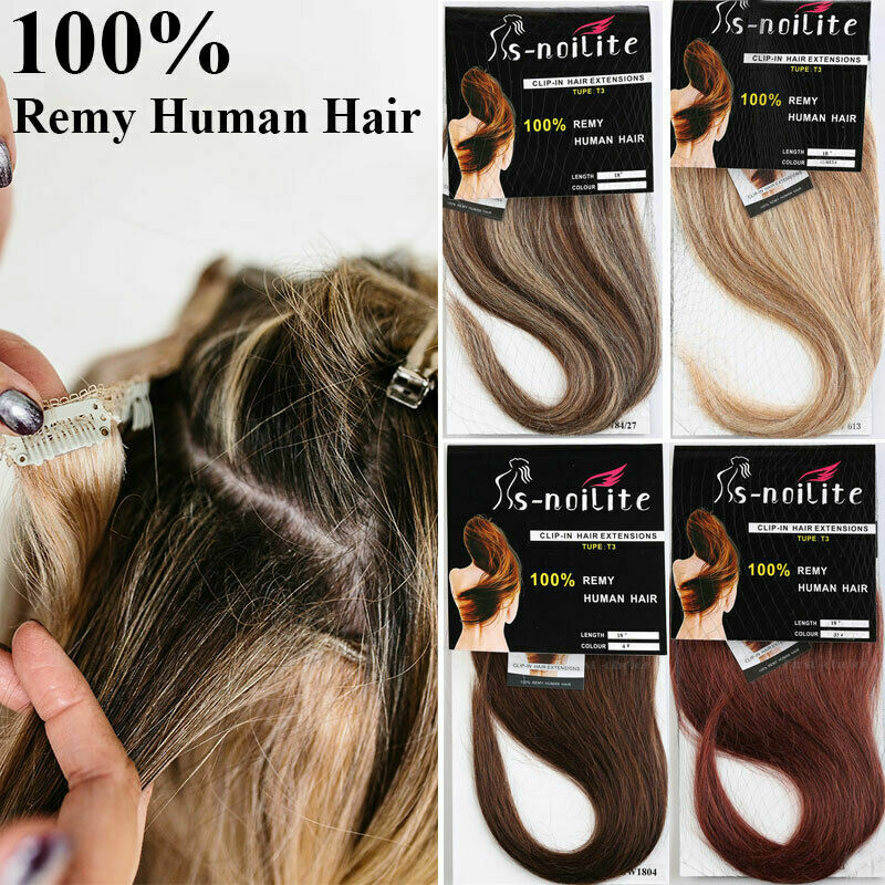 Clip In 100% Remy Real Human Hair Extensions Full Head Highlight Ombre US Stock