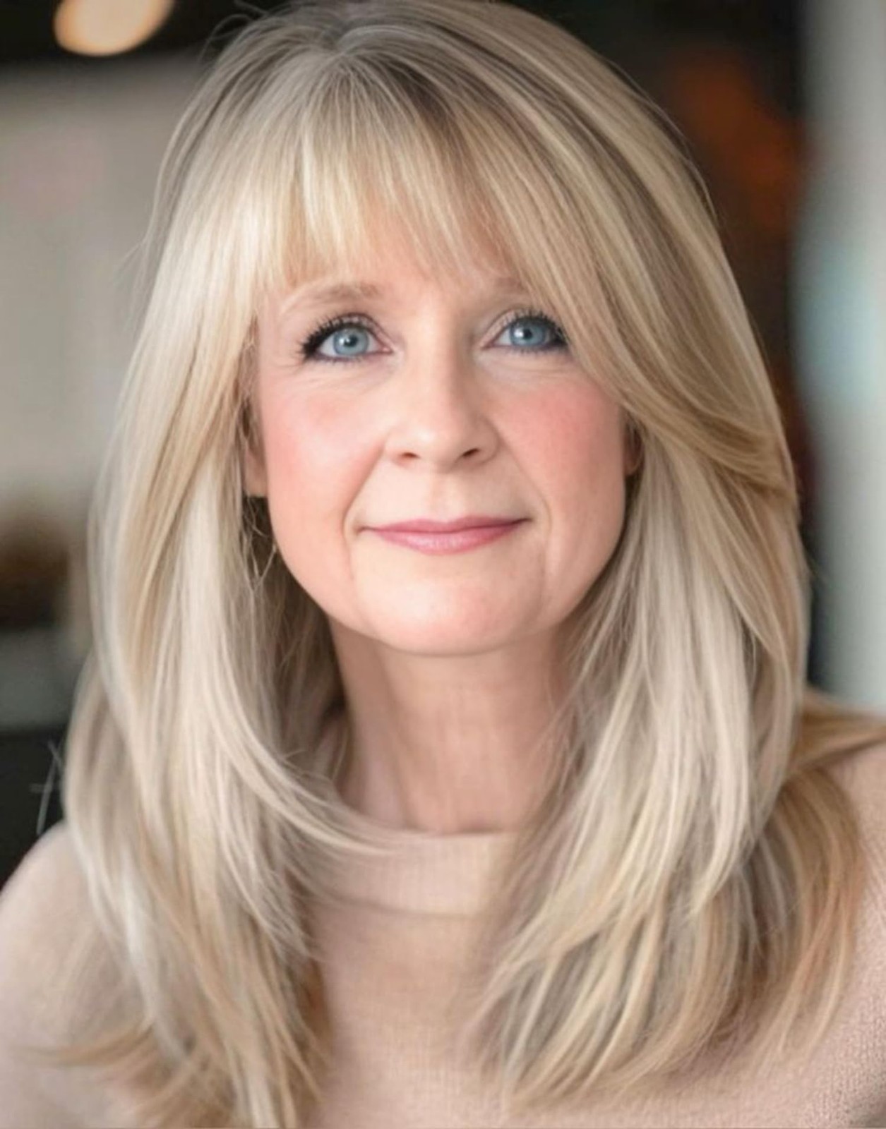 Beweig Long Mixed Blonde Layered Wig with Bangs Straight Long,