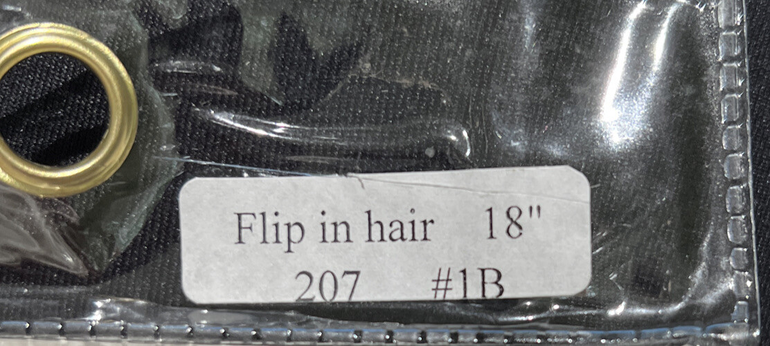 Flip in Human Hair Extensions Invisible Wire 4 clips 18” Natural Black Straight