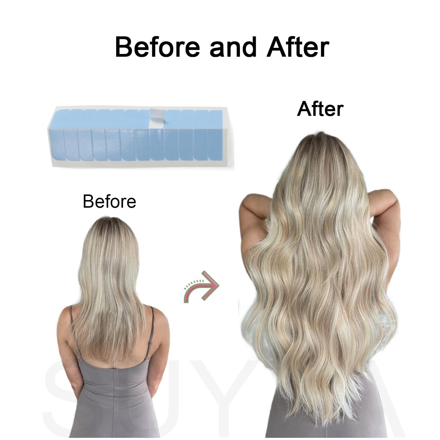 SUYYA 60 Pieces Hair Extension Tape Tabs Double Sided Extension Tapes for Rep…